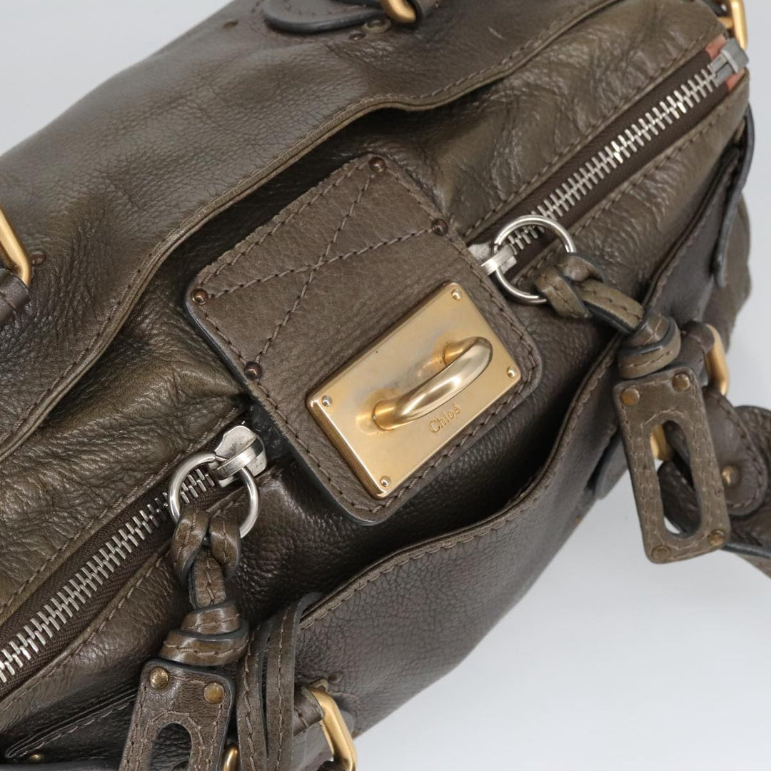 Chloe Paddington Hand Bag Leather Brown Gold Silver mr655