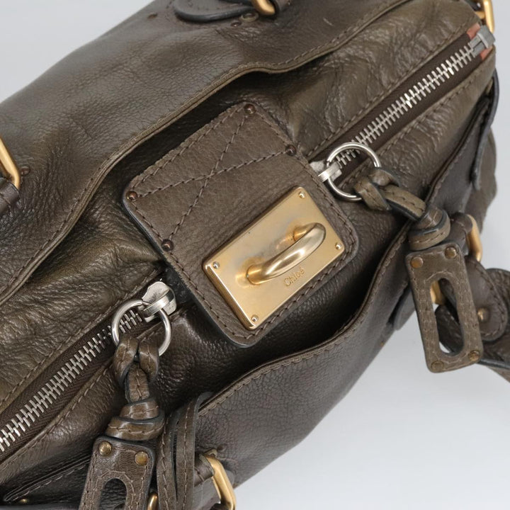 Chloe Paddington Hand Bag Leather Brown Gold Silver mr655