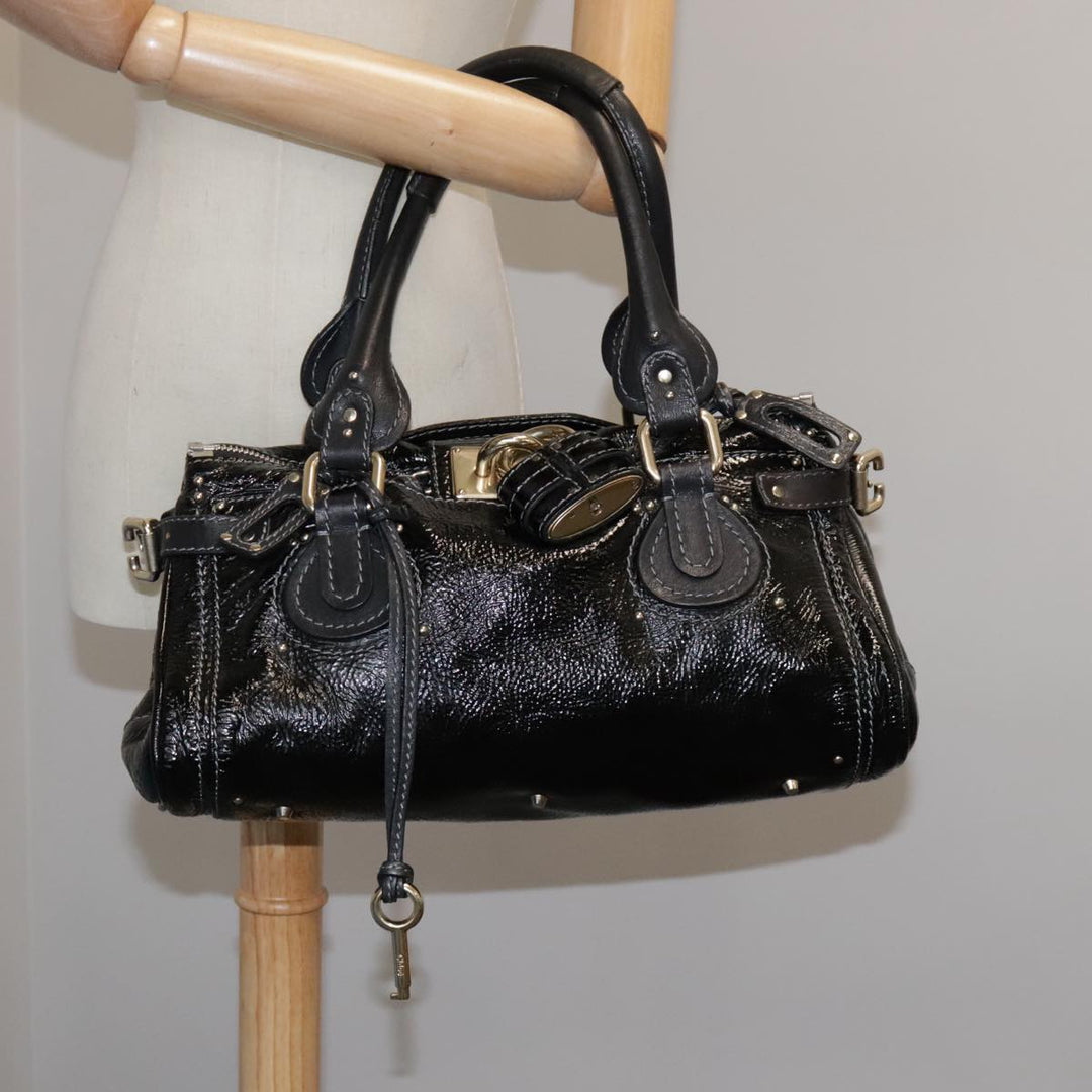 Chloe Paddington Hand Bag Enamel Black mr780