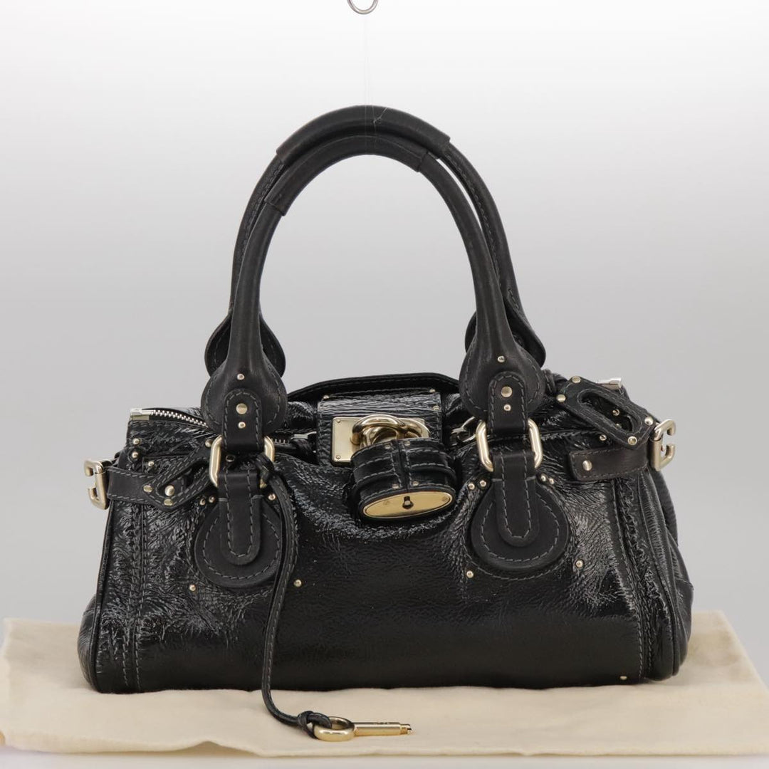 Chloe Paddington Hand Bag Enamel Black mr780