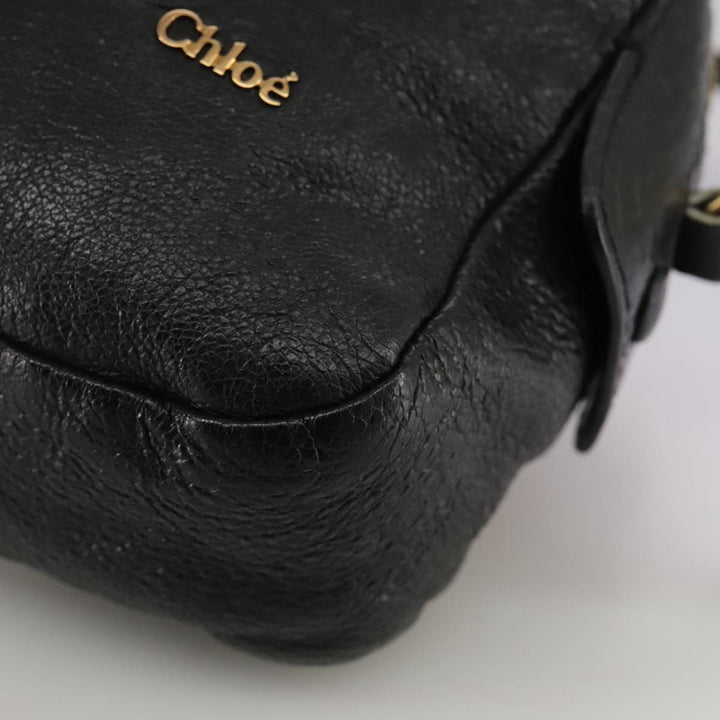 Chloe Shoulder Bag Leather Black Gold mr877