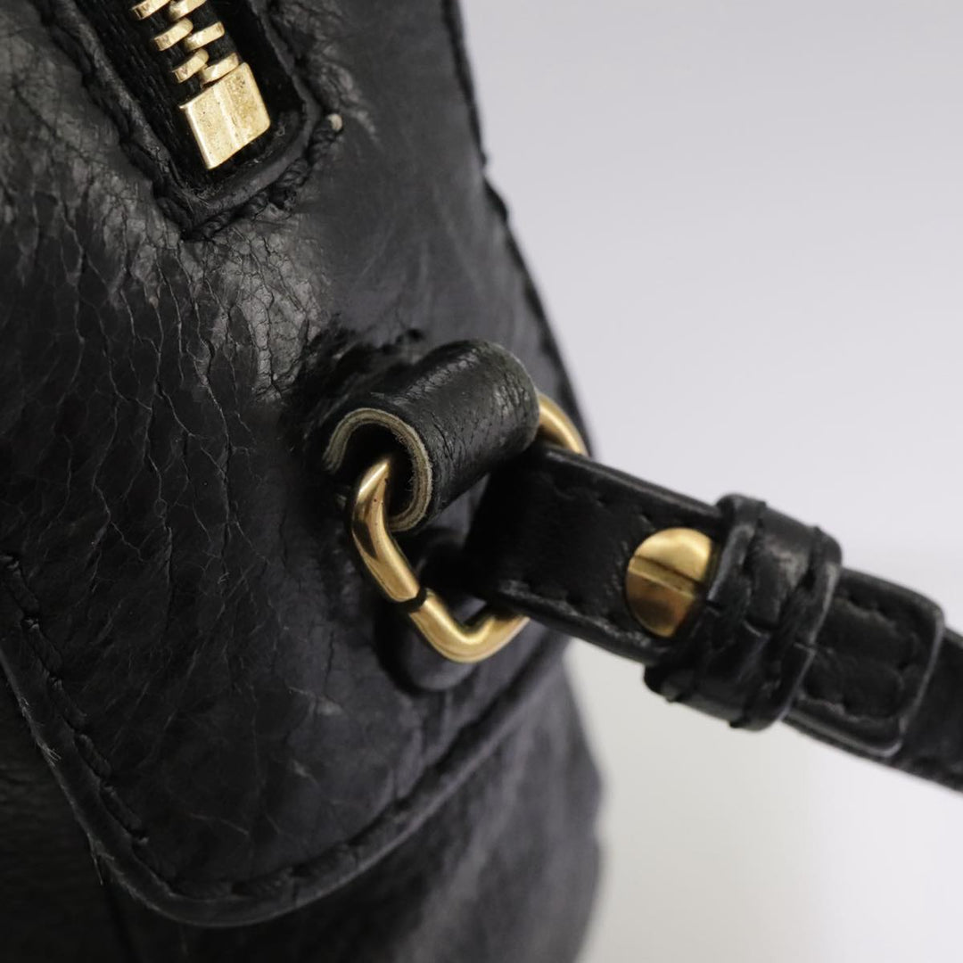 Chloe Shoulder Bag Leather Black Gold mr877