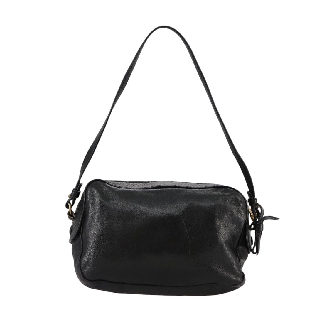 Chloe Shoulder Bag Leather Black Gold mr877