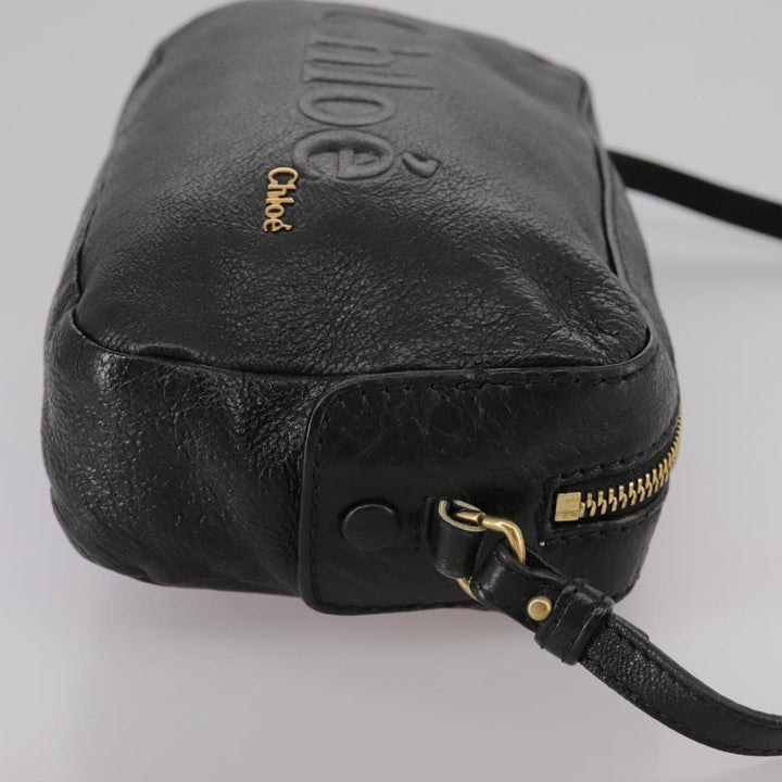 Chloe Shoulder Bag Leather Black Gold mr877