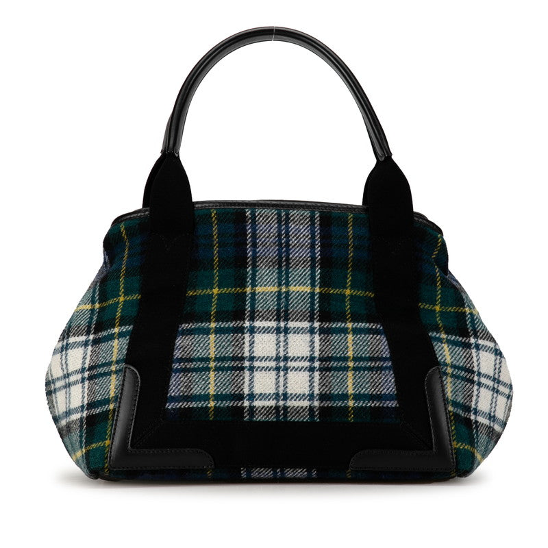 Top Quality Balenciaga Wool Leather Navy Cabas S Tote Bag