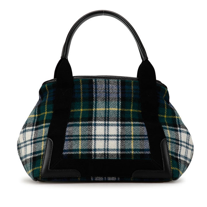 Top Quality Balenciaga Wool Leather Navy Cabas S Tote Bag