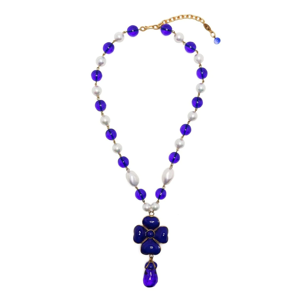 Chanel Gripoix Camellia Pendant Necklace