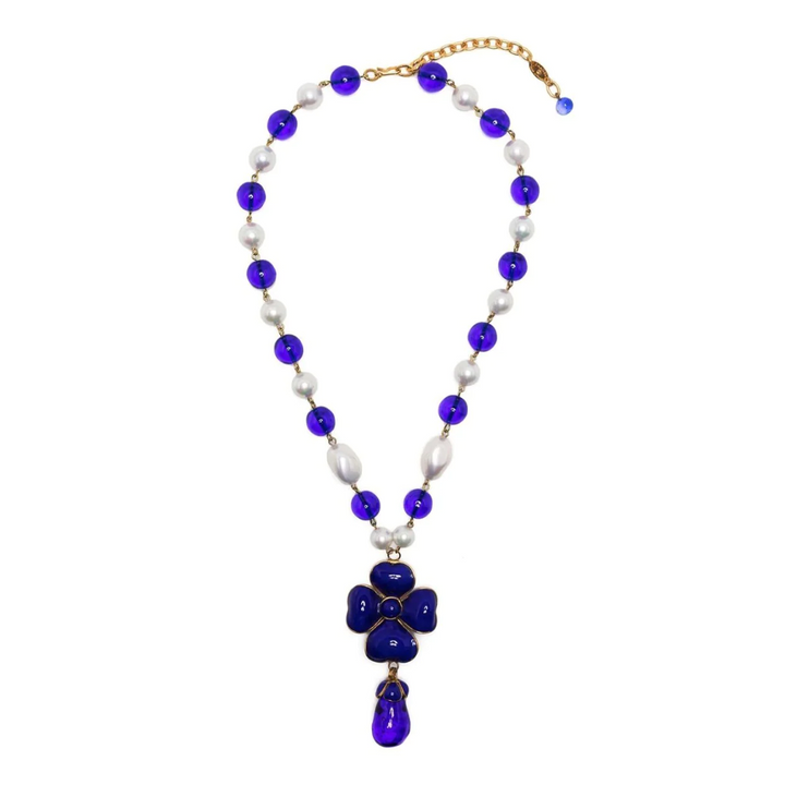 Chanel Gripoix Camellia Pendant Necklace