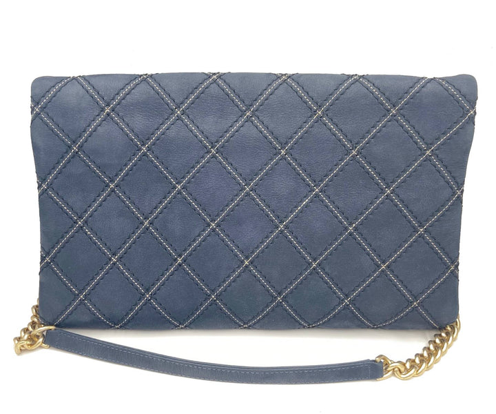 Chanel Navy Stitching Rectangle Crossbody Bag with Mirror