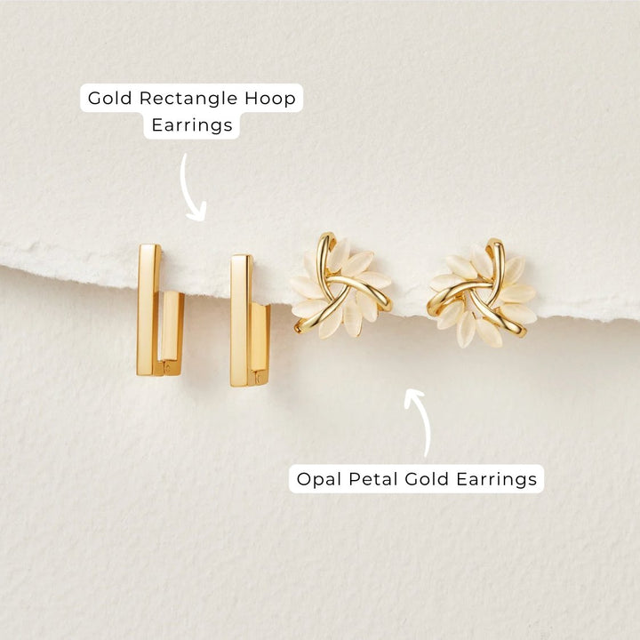 Opal Petal Gold Earrings