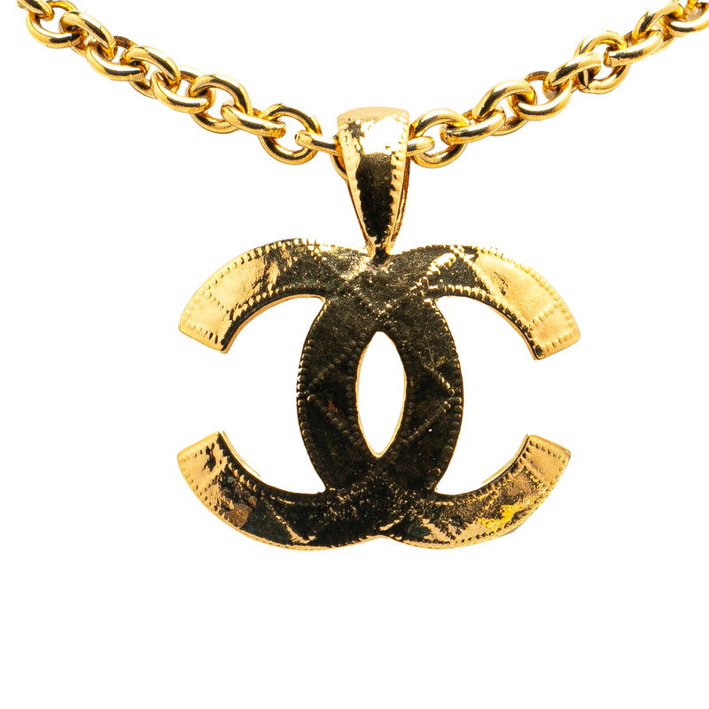 Top Quality Chanel Vintage Coco Mark Matelasse Necklace Gold