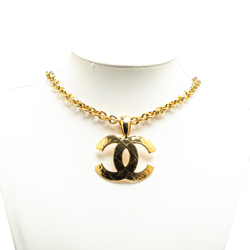 Top Quality Chanel Vintage Coco Mark Matelasse Necklace Gold