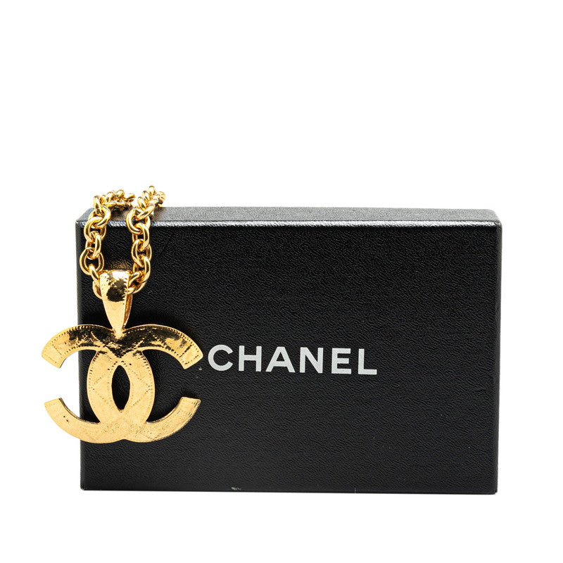 Top Quality Chanel Vintage Coco Mark Matelasse Necklace Gold