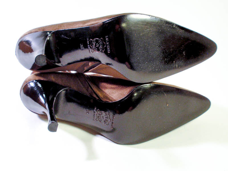 PHILIPPE MODEL Brown Satin Ankle Boot with Suede Trim Size 7 1/2