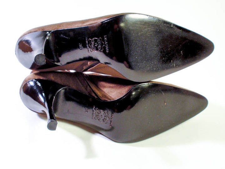 PHILIPPE MODEL Brown Satin Ankle Boot with Suede Trim Size 7 1/2