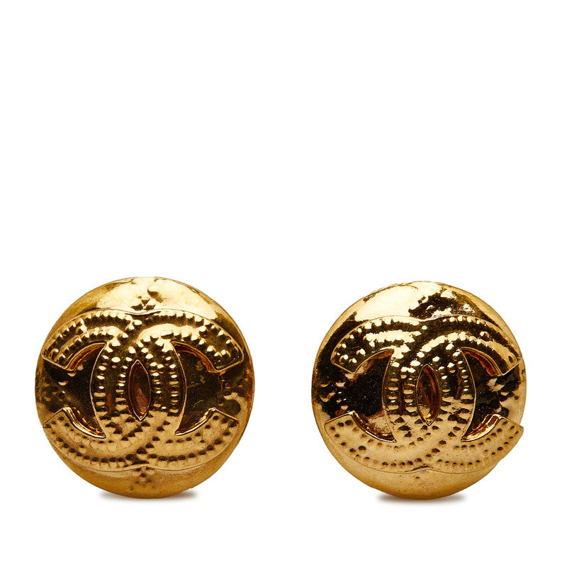 Top Quality Chanel Vintage Coco Mark Round Earrings Gold Plated Women's