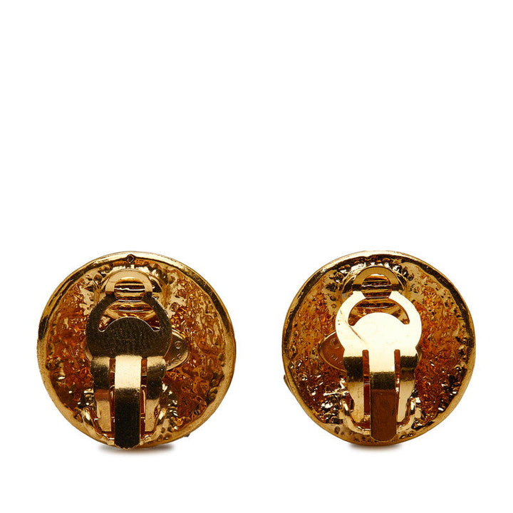 Top Quality Chanel Vintage Coco Mark Round Earrings Gold Plated Women's