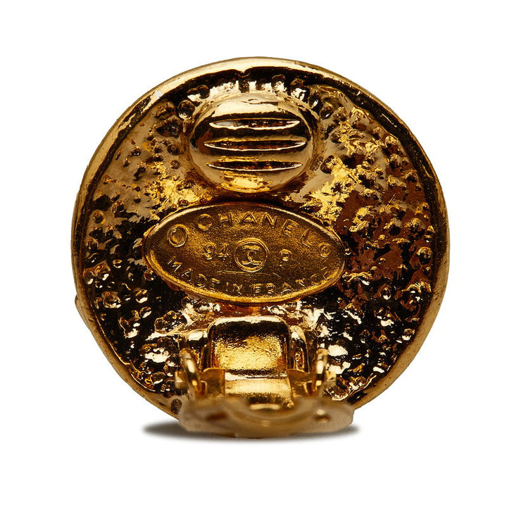 Top Quality Chanel Vintage Coco Mark Round Earrings Gold Plated Women's