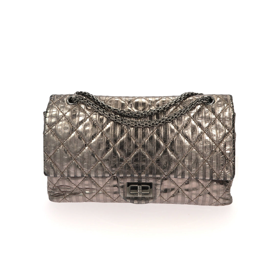 Chanel 2.55 Reissue 227 Double New Metallic Striped Shoulder Bag