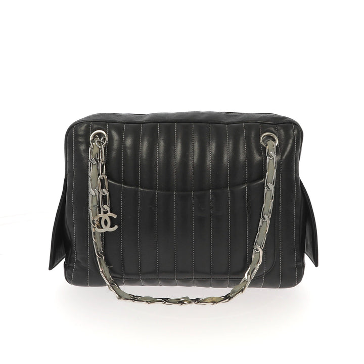 Chanel "Mademoiselle" Camera Shoulder Bag in black leather