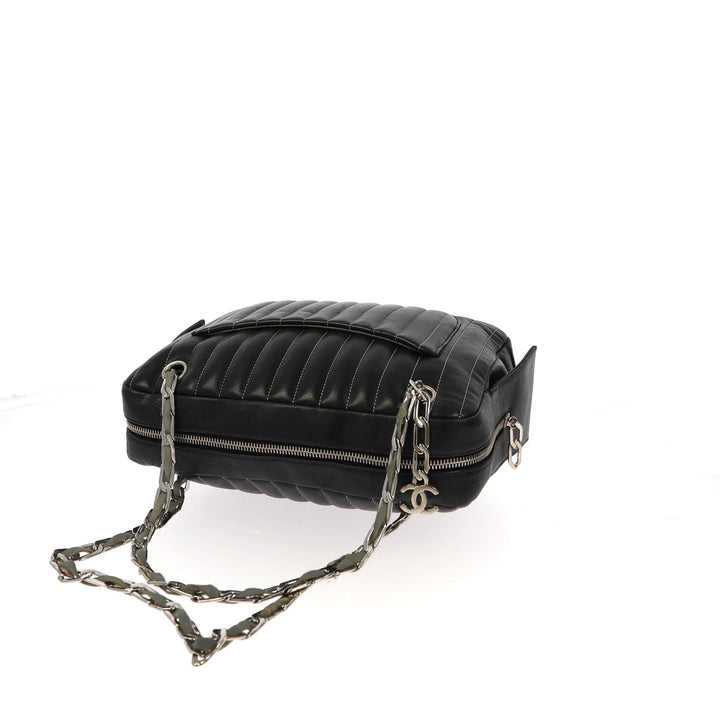 Chanel "Mademoiselle" Camera Shoulder Bag in black leather