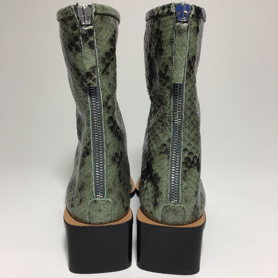 Acne Studios Bertine Green Snake Print Ankle Boot Sz 37 (7)