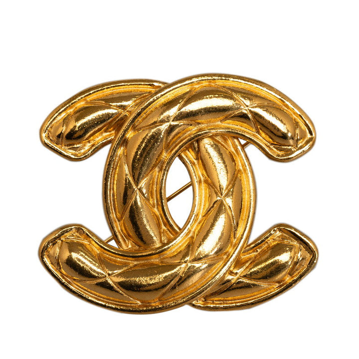 Top Quality Chanel Vintage Deca Matrasse Brooch Gold Plated Women's