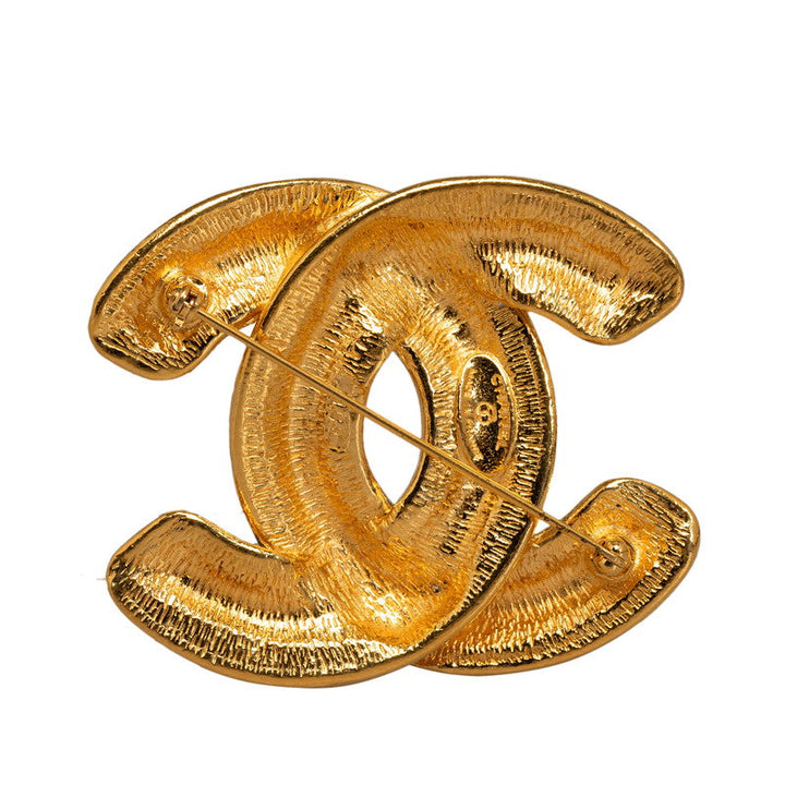 Top Quality Chanel Vintage Deca Matrasse Brooch Gold Plated Women's