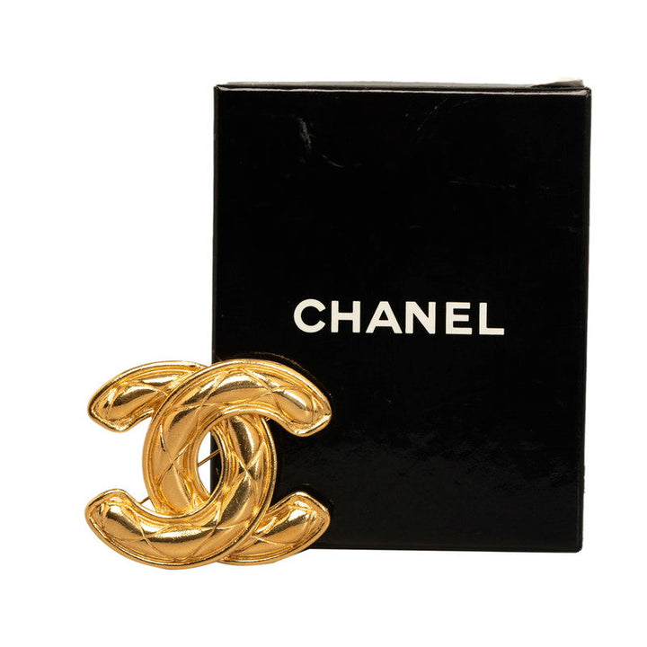 Top Quality Chanel Vintage Deca Matrasse Brooch Gold Plated Women's