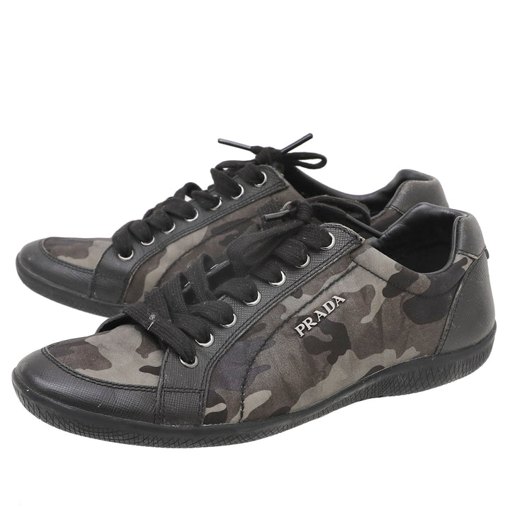 Prada Camo Green Camouflage Low Top Sneaker 37