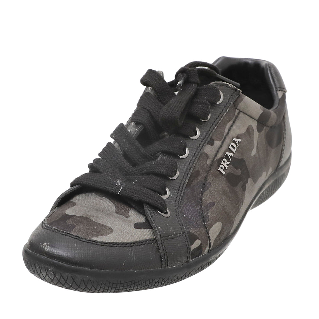 Prada Camo Green Camouflage Low Top Sneaker 37