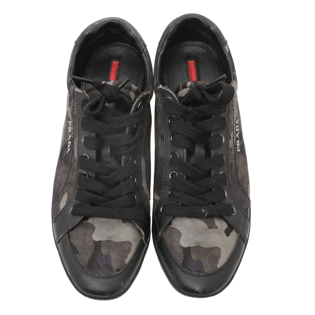 Prada Camo Green Camouflage Low Top Sneaker 37