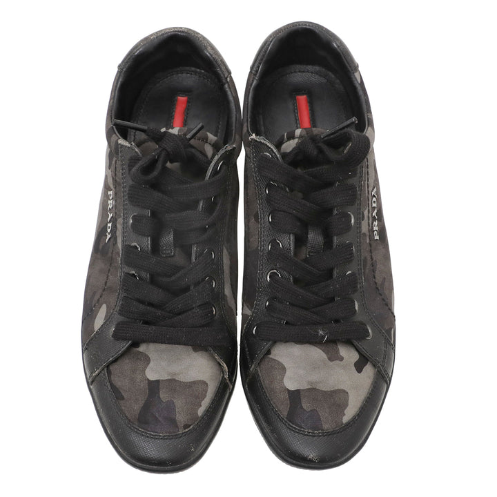 Prada Camo Green Camouflage Low Top Sneaker 37