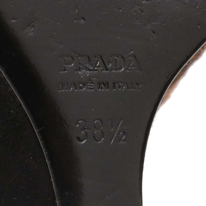 Prada Leopard Print Combo Wedge Slide Sandals 38.5