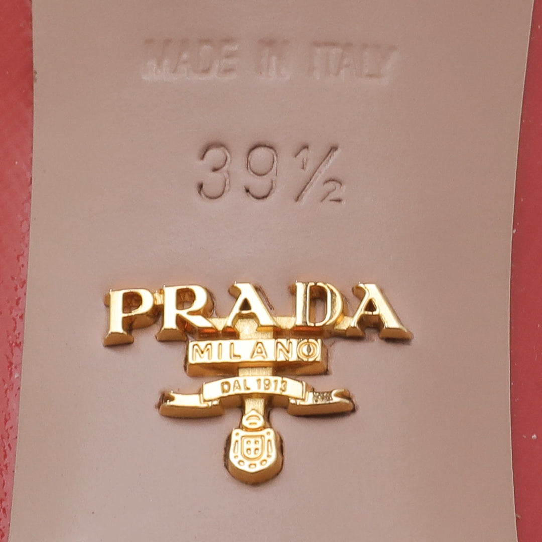 Prada Coral Vernice Peep Toe Pumps 39.5