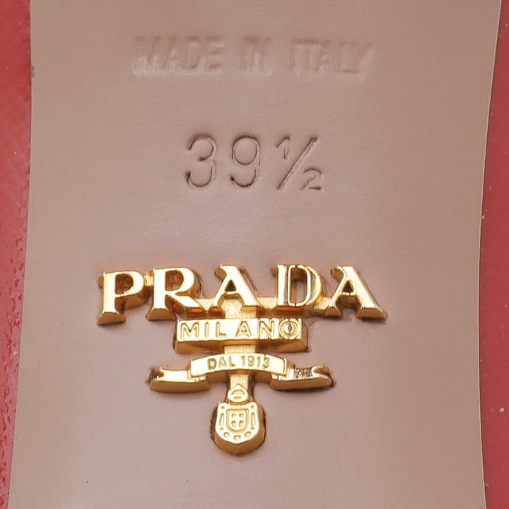 Prada Coral Vernice Peep Toe Pumps 39.5