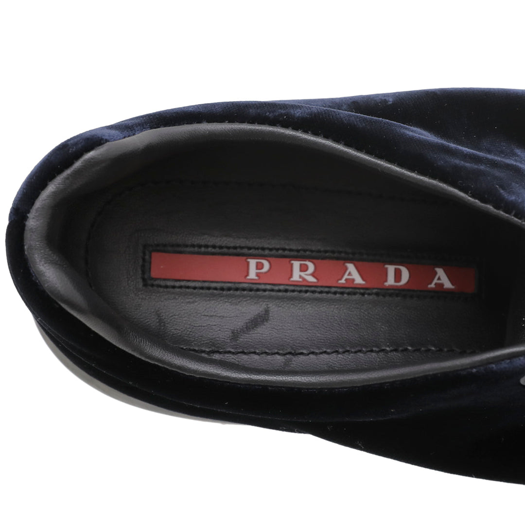 Prada Dark Blue Velvet Low Top Sneakers