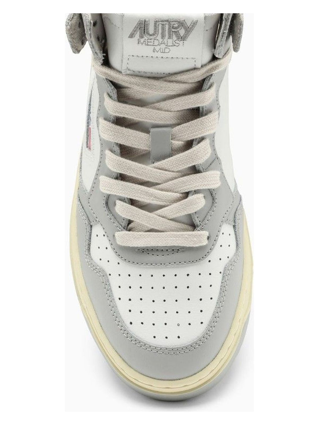 MEDALIST MID SNEAKERS IN WHITE/LIGHT GREY LEATHER
