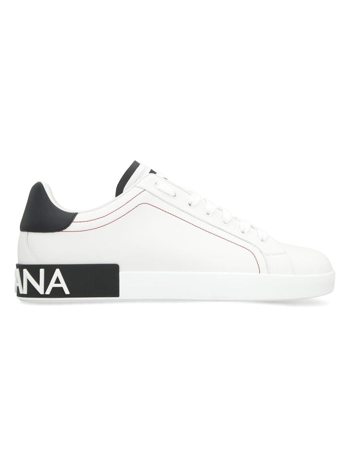 PORTOFINO WHITE/BLACK LEATHER TRAINER