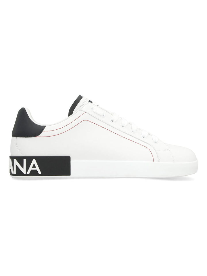 PORTOFINO WHITE/BLACK LEATHER TRAINER