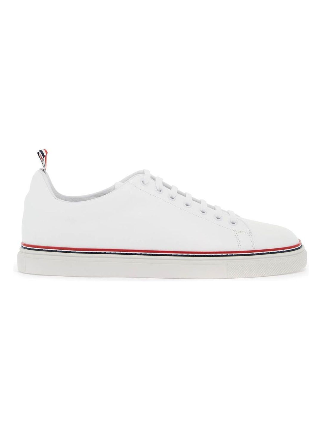 SMOOTH LEATHER SNEAKERS WITH TRICOLOR DETAIL.