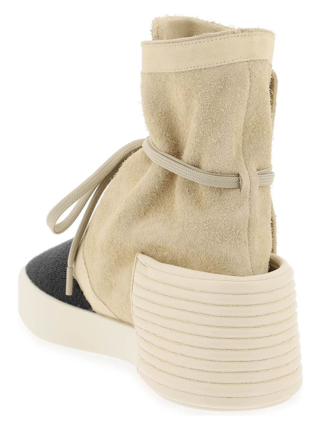 HIGH-TOP SUEDE AND BEADED LEATHER MOC