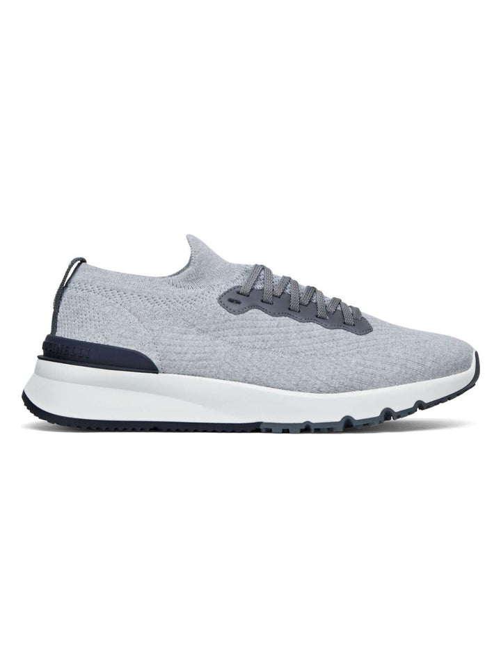 RUNNERS IN COTTON KNIT AND SEMI-GLOSSY CALF LEATHER