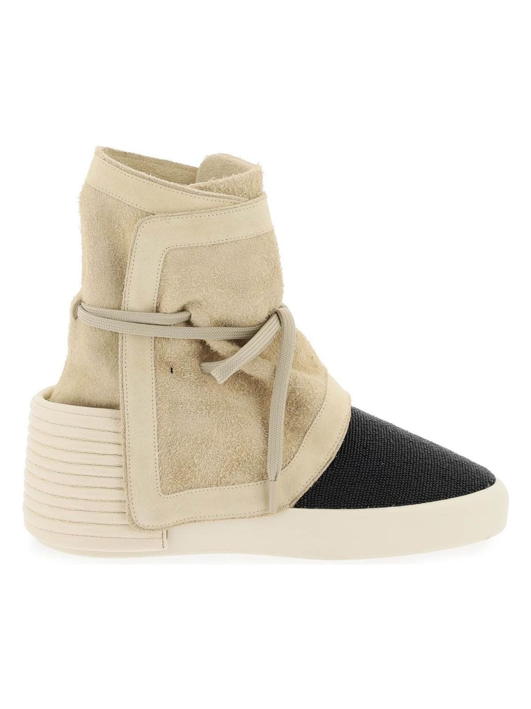 HIGH-TOP SUEDE AND BEADED LEATHER MOC