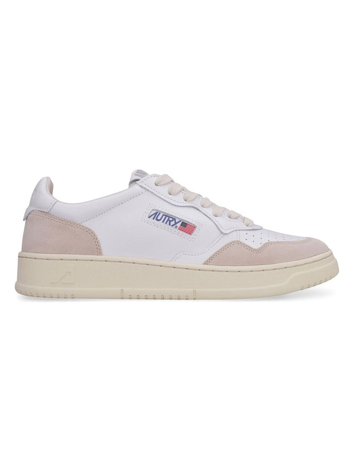 WHITE LEATHER LOW-TOP SNEAKERS