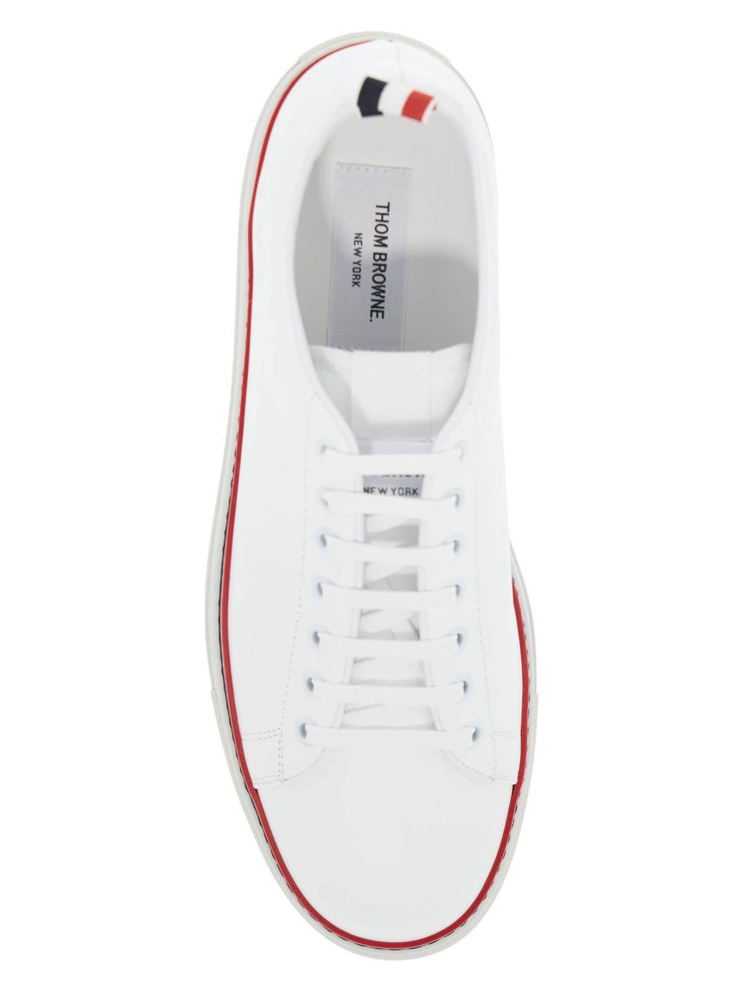 SMOOTH LEATHER SNEAKERS WITH TRICOLOR DETAIL.