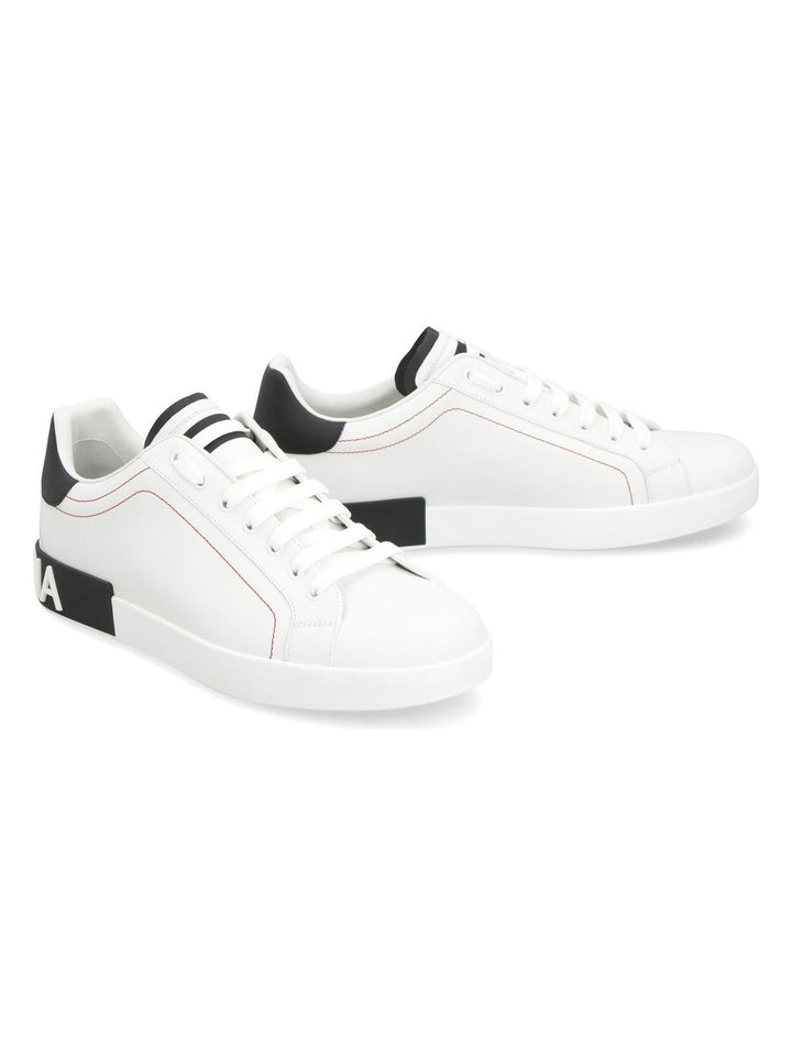 PORTOFINO WHITE/BLACK LEATHER TRAINER