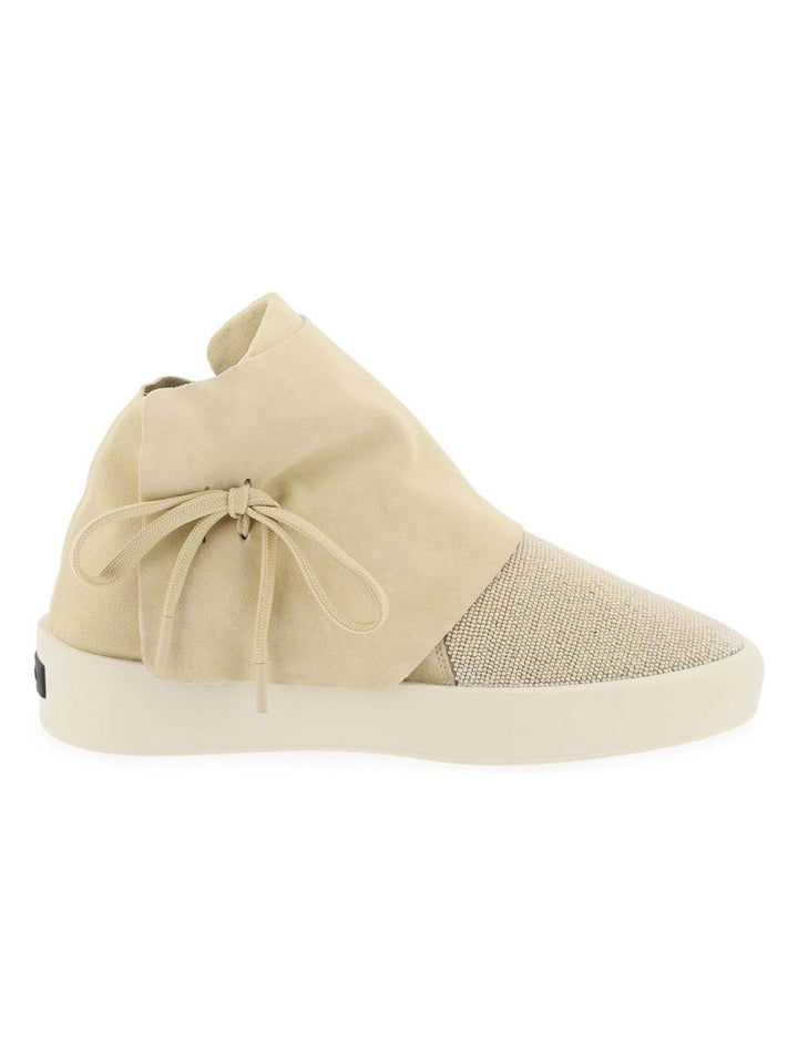 MID-TOP SUEDE AND BEAD SNEAKERS.