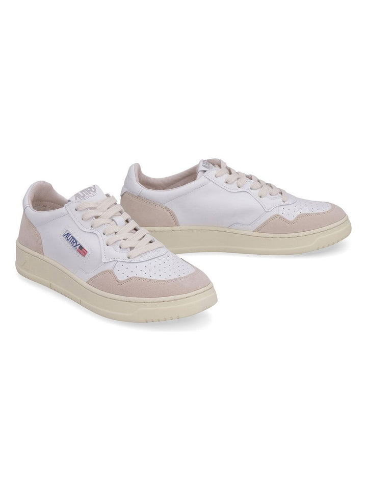 WHITE LEATHER LOW-TOP SNEAKERS