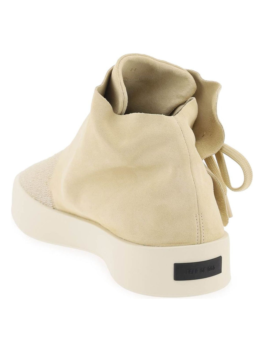 MID-TOP SUEDE AND BEAD SNEAKERS.